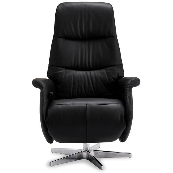 FURNHOUSE Delta Manueller Relaxsessel - Echtleder/PVC Schwarz