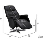 FURNHOUSE Delta Manueller Relaxsessel - Echtleder/PVC Schwarz