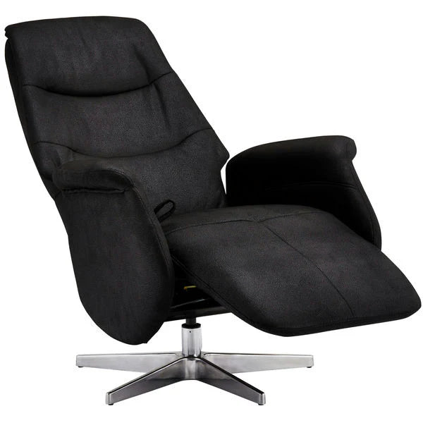 FURNHOUSE Delta Manueller Relaxsessel - Stoffbezug Schwarz