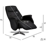FURNHOUSE Delta Manueller Relaxsessel - Stoffbezug Schwarz