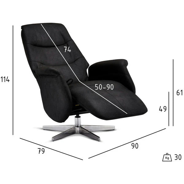 FURNHOUSE Delta Manueller Relaxsessel - Stoffbezug Schwarz