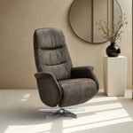 FURNHOUSE Delta Manueller Relaxsessel - Stoffbezug Taupe Grau