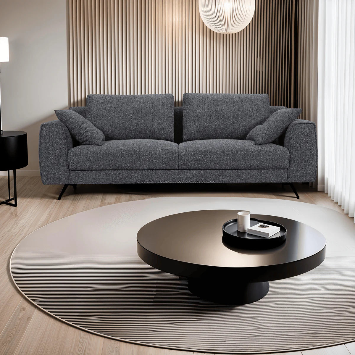 FURNHOUSE Detroit 3-Sitzer Sofa - Stoffbezug Grau