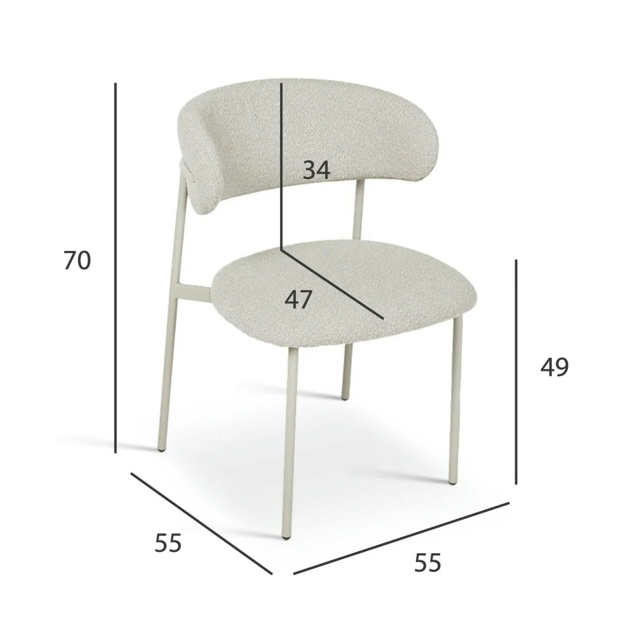 FURNHOUSE Diana Esszimmerstühle 2er Set - Bouclé-Stoff Beige