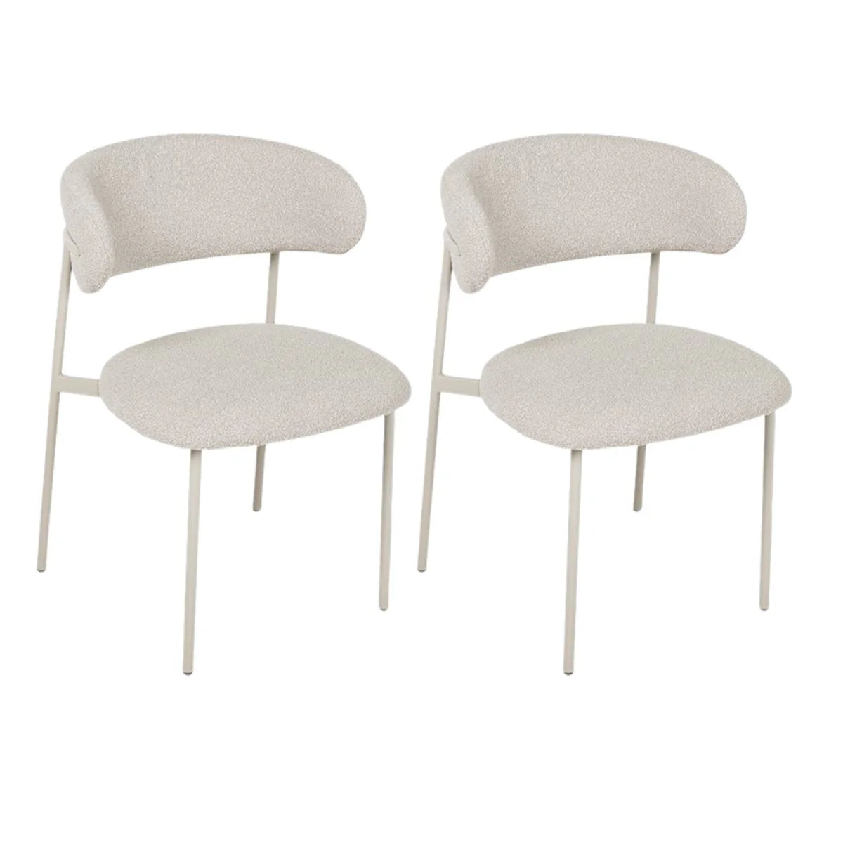 FURNHOUSE Diana Esszimmerstühle 2er Set - Bouclé-Stoff Beige