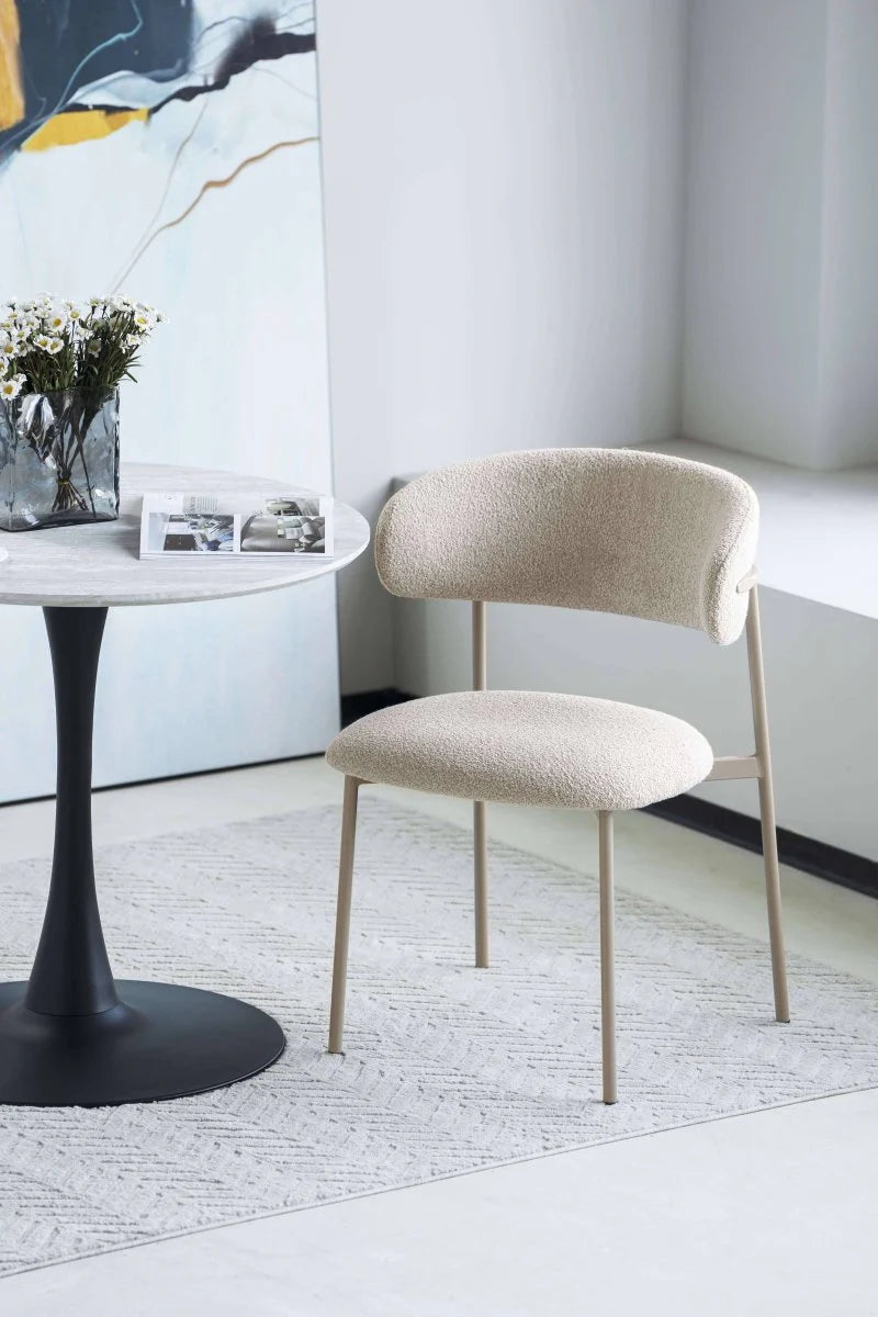 FURNHOUSE Diana Esszimmerstühle 2er Set - Bouclé-Stoff Beige
