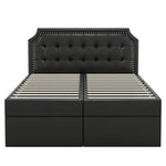 MainMall PU-Doppelbett mit Metallrahmen