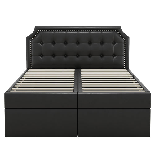 MainMall PU-Doppelbett mit Metallrahmen
