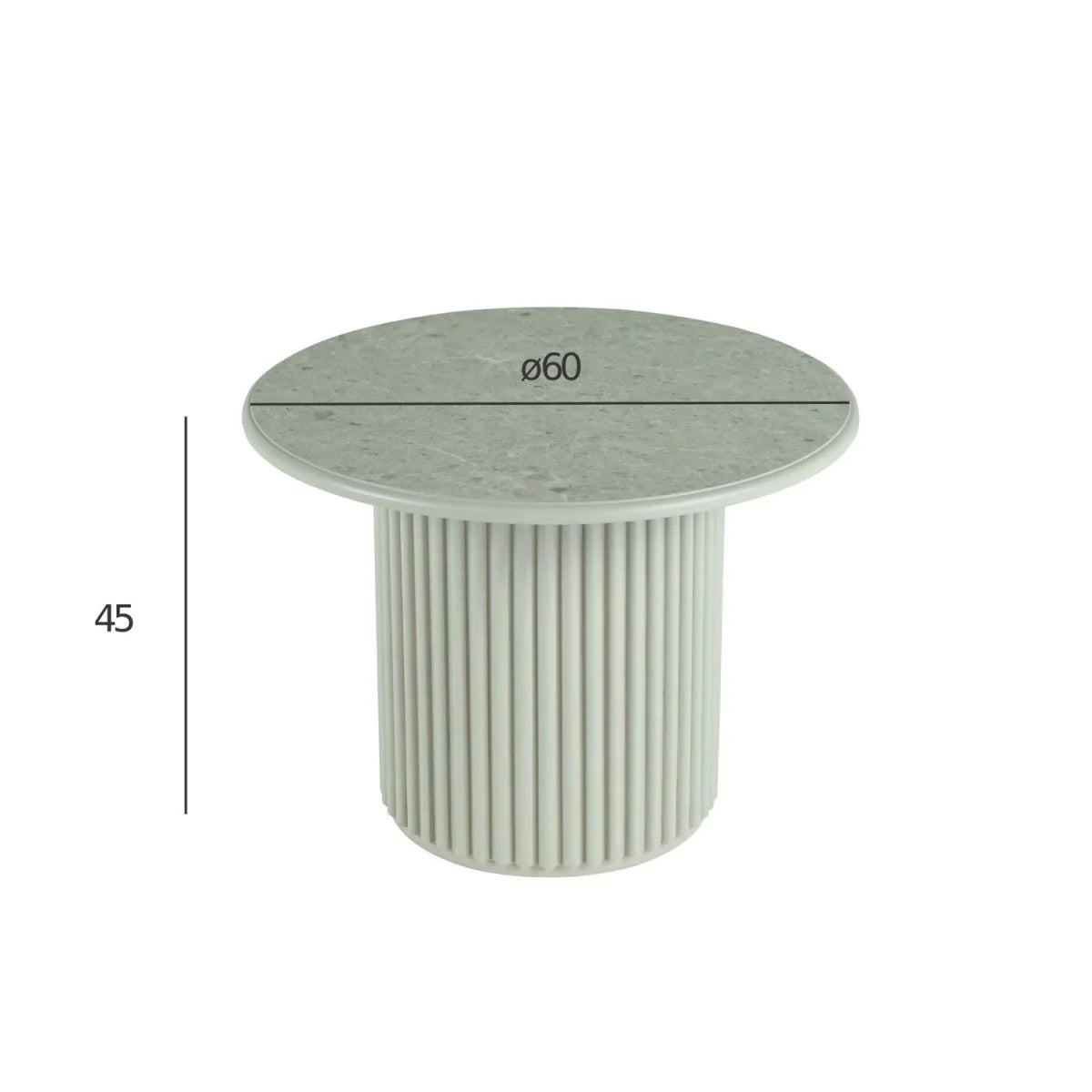 FURNHOUSE Easy Couchtisch Rund ø60 cm - Marmoroptik & Lamellenoptik Grau
