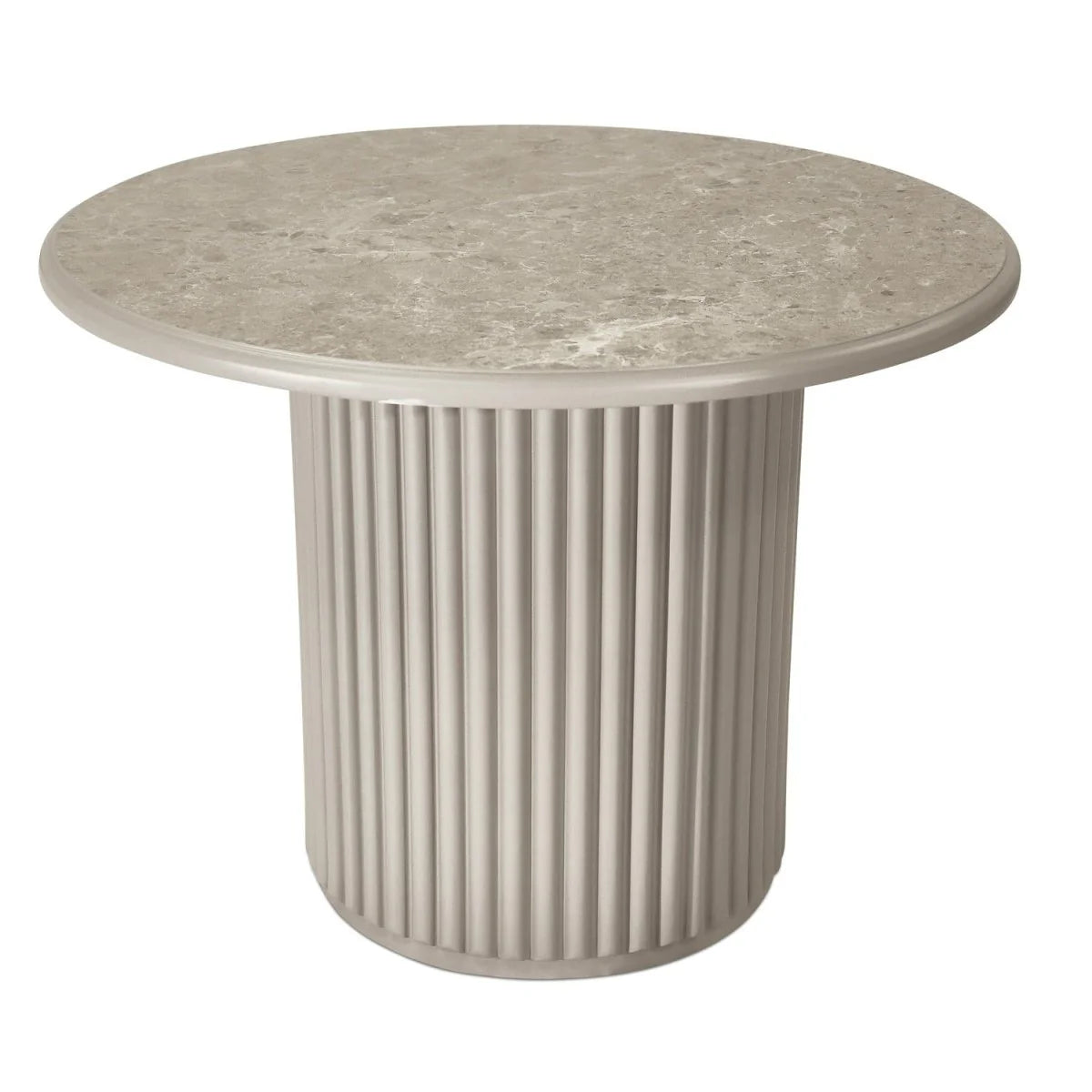 FURNHOUSE Easy Couchtisch Rund ø60 cm - Marmoroptik & Lamellenoptik Grau