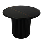 FURNHOUSE Easy Couchtisch Rund ø60 cm - Marmoroptik & Lamellenoptik Schwarz
