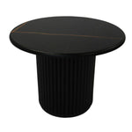 FURNHOUSE Easy Couchtisch Rund ø60 cm - Marmoroptik & Lamellenoptik Schwarz
