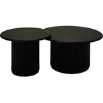 FURNHOUSE Easy Couchtisch Rund ø60 cm - Marmoroptik & Lamellenoptik Schwarz