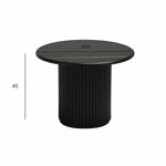 FURNHOUSE Easy Couchtisch Rund ø60 cm - Marmoroptik & Lamellenoptik Schwarz
