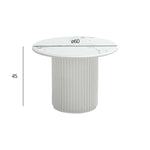FURNHOUSE Easy Couchtisch Rund ø60 cm - Marmoroptik & Lamellenoptik Weiß