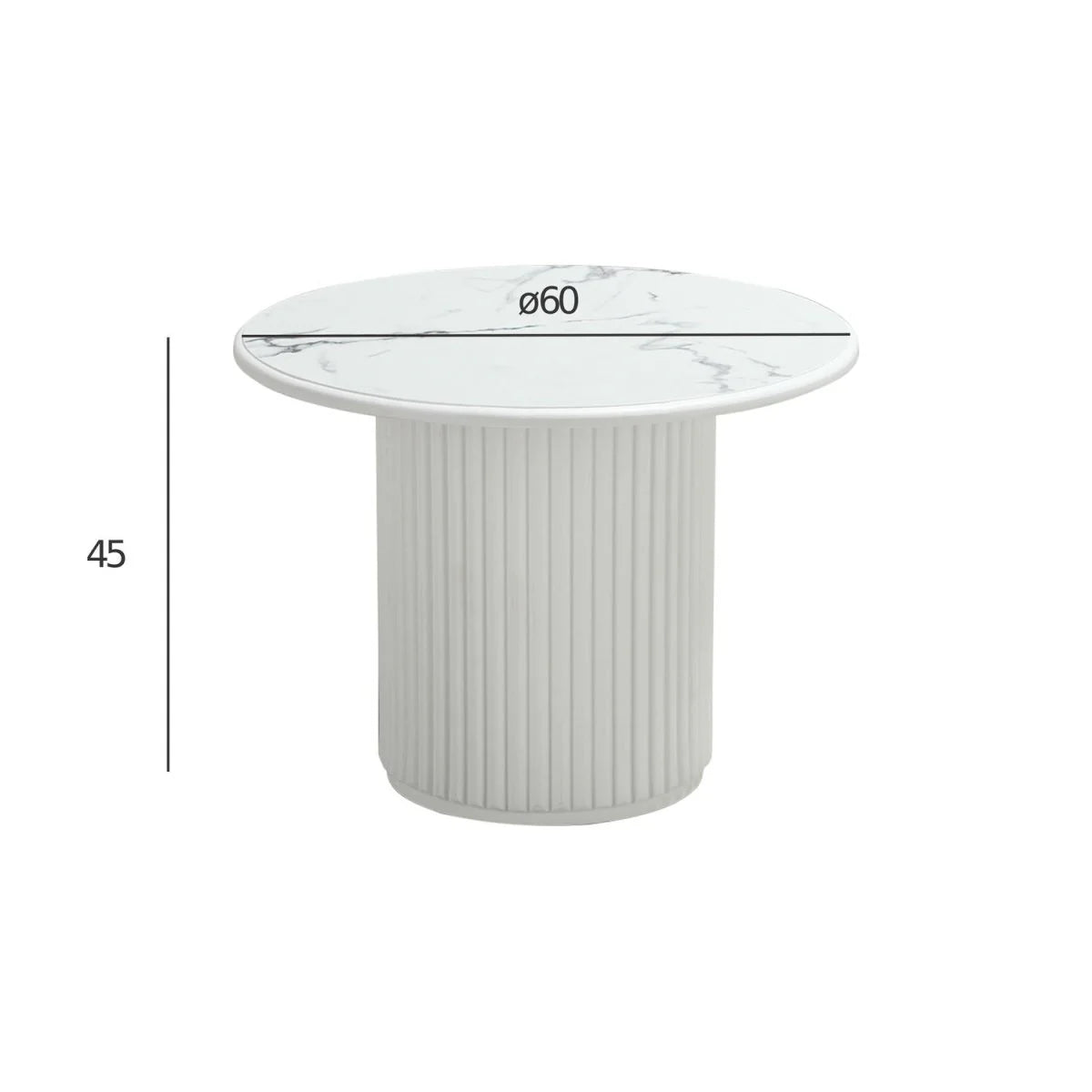 FURNHOUSE Easy Couchtisch Rund ø60 cm - Marmoroptik & Lamellenoptik Weiß