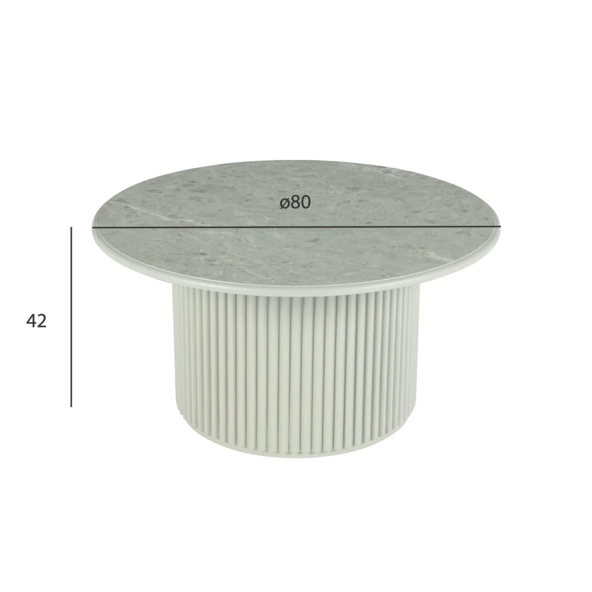FURNHOUSE Easy Couchtisch Rund ø80 cm - Marmoroptik & Lamellenoptik Grau