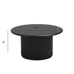 FURNHOUSE Easy Couchtisch Rund ø80 cm - Marmoroptik & Lamellenoptik Schwarz