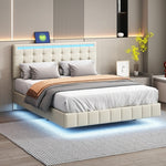 MainMall Doppelbett mit Leinenbezug