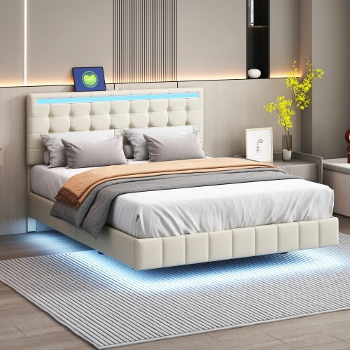MainMall Doppelbett mit Leinenbezug