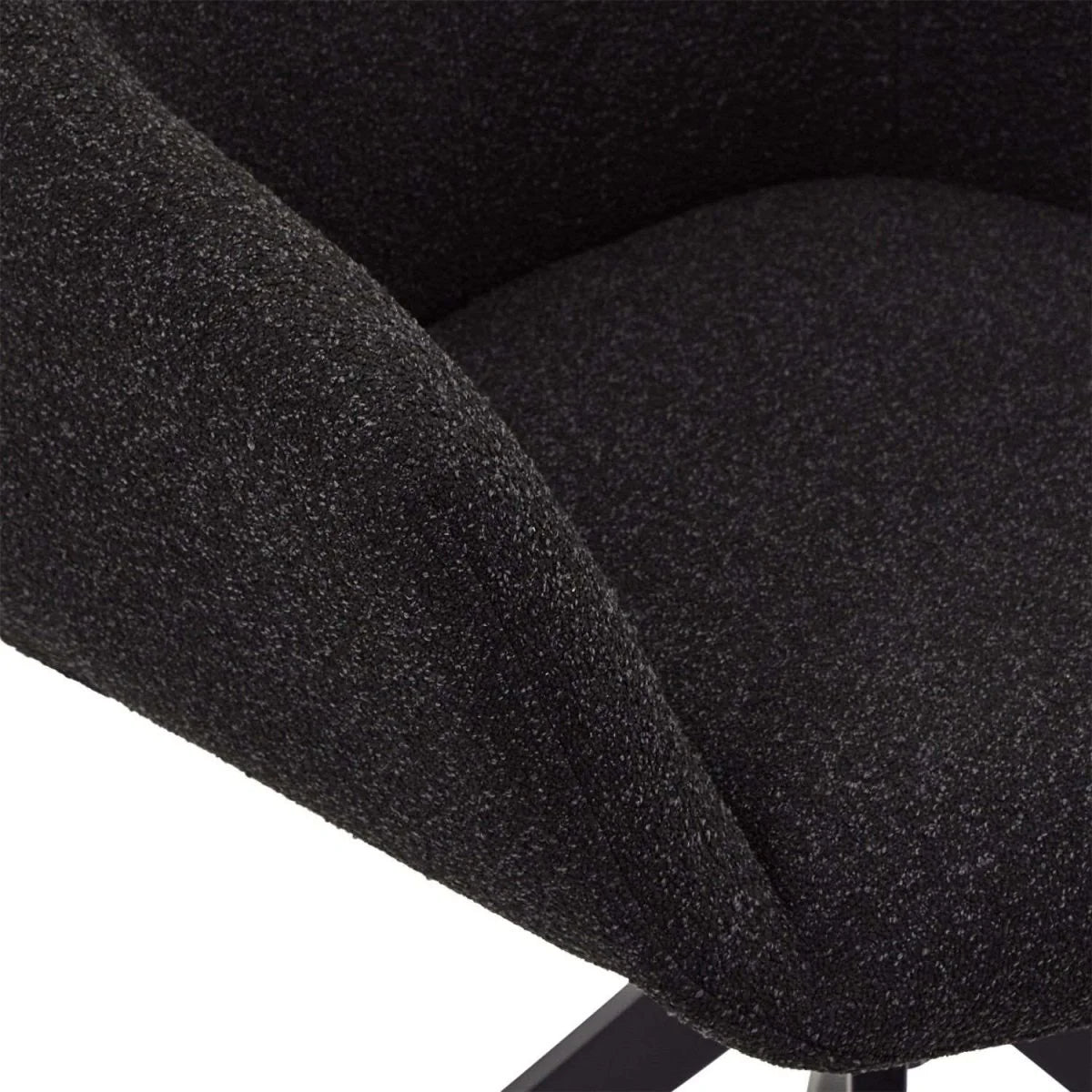 FURNHOUSE Helena Esszimmerstühle mit Armlehne 2er Set - Drehbar, Bouclé-Stoff Schwarz