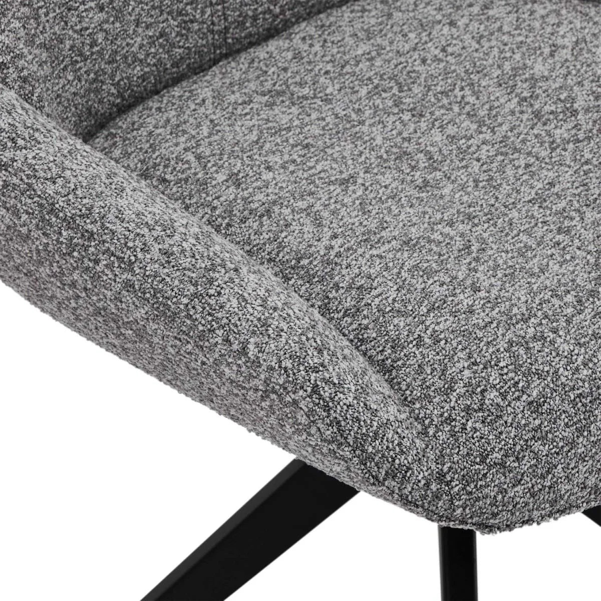 FURNHOUSE Helena Esszimmerstühle 2er Set - Drehbar, Bouclé-Stoff Grau