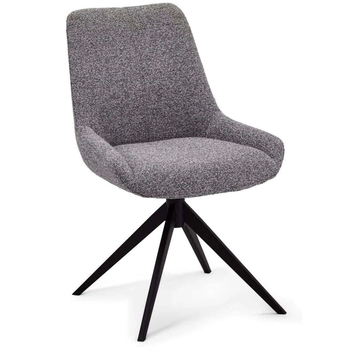 FURNHOUSE Helena Esszimmerstühle 2er Set - Drehbar, Bouclé-Stoff Grau