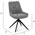 FURNHOUSE Helena Esszimmerstühle 2er Set - Drehbar, Bouclé-Stoff Grau