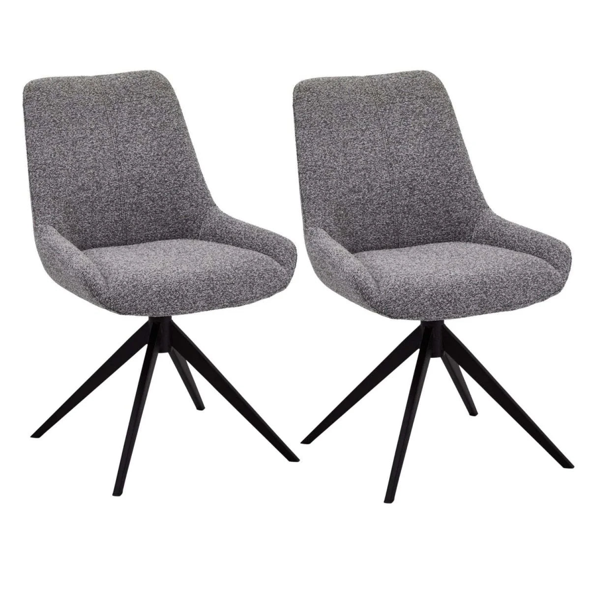 FURNHOUSE Helena Esszimmerstühle 2er Set - Drehbar, Bouclé-Stoff Grau