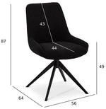 FURNHOUSE Helena Esszimmerstühle 2er Set - Drehbar, Bouclé-Stoff Schwarz