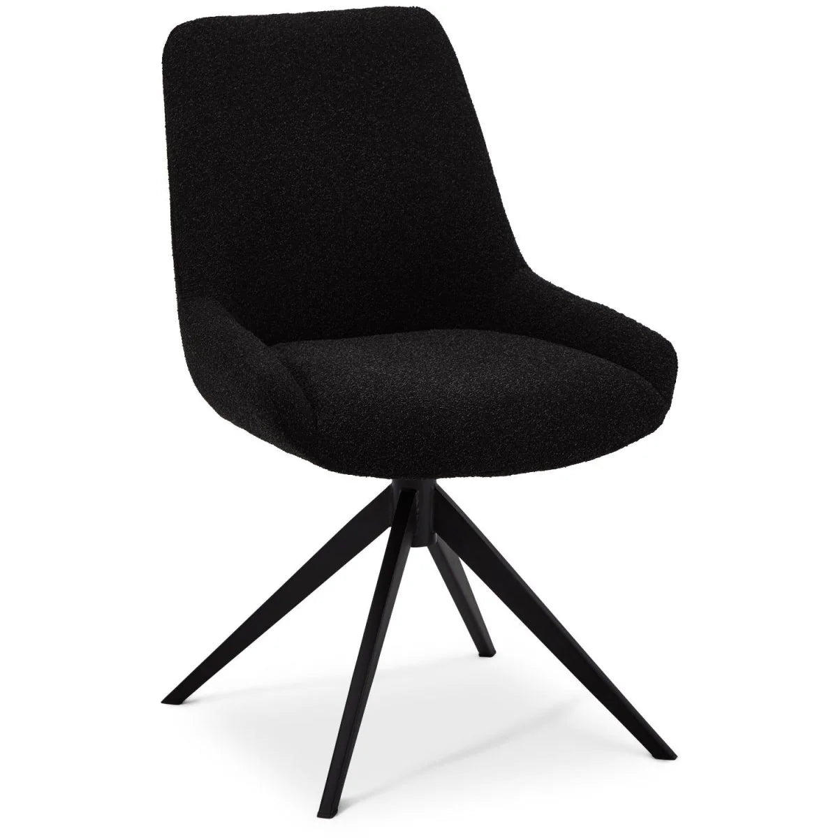 FURNHOUSE Helena Esszimmerstühle 2er Set - Drehbar, Bouclé-Stoff Schwarz