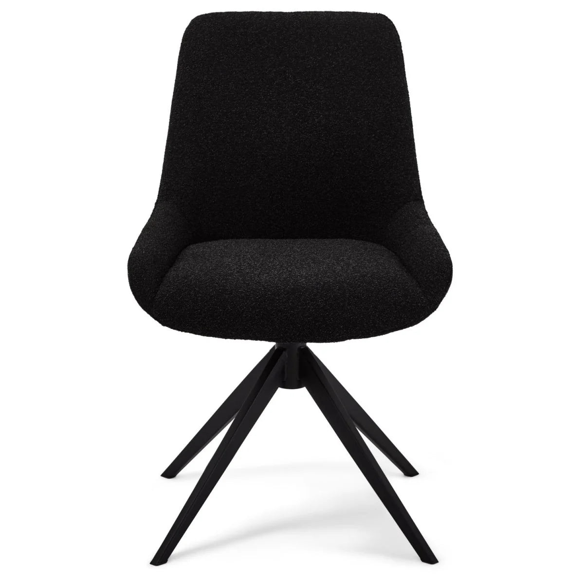 FURNHOUSE Helena Esszimmerstühle 2er Set - Drehbar, Bouclé-Stoff Schwarz
