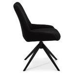 FURNHOUSE Helena Esszimmerstühle 2er Set - Drehbar, Bouclé-Stoff Schwarz
