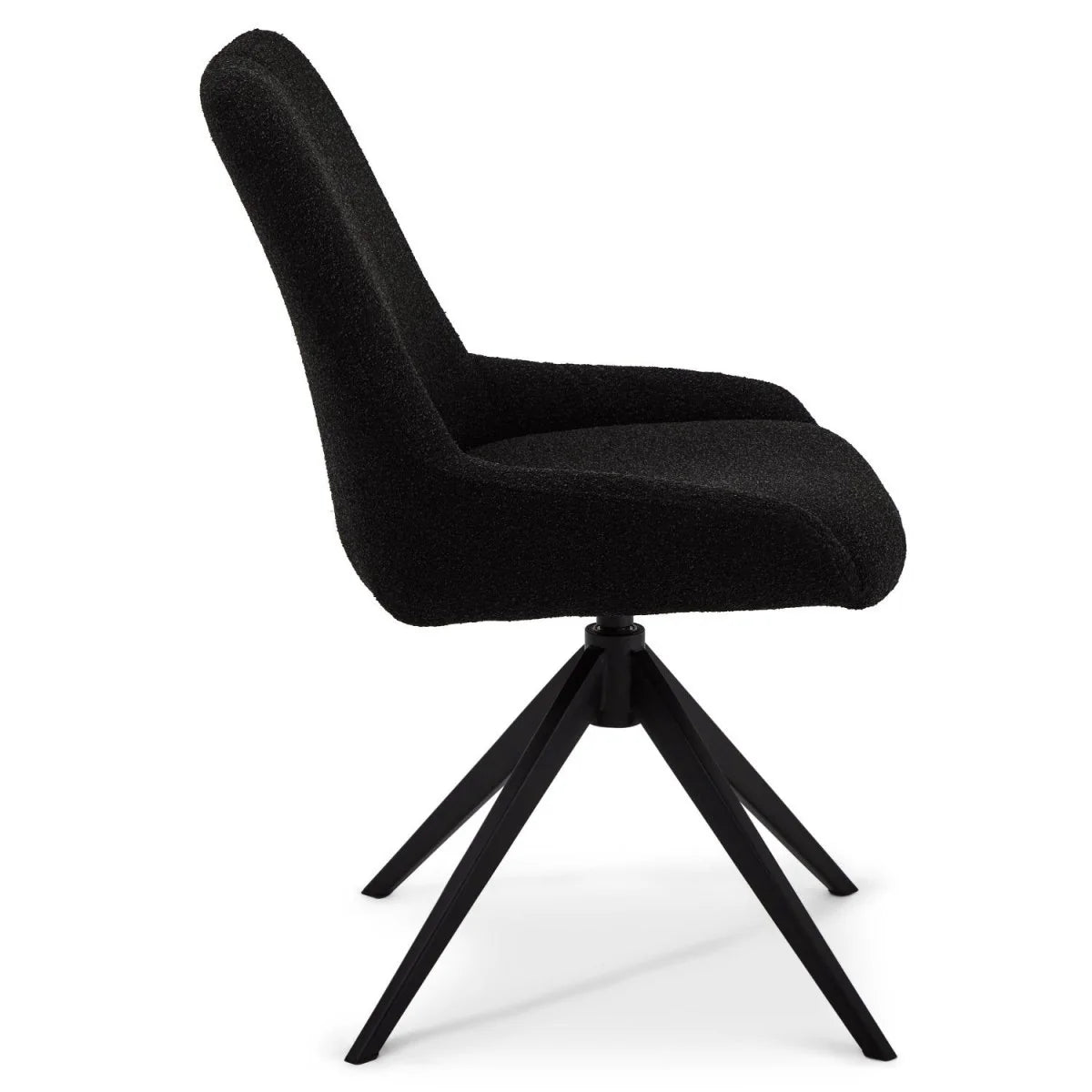 FURNHOUSE Helena Esszimmerstühle 2er Set - Drehbar, Bouclé-Stoff Schwarz