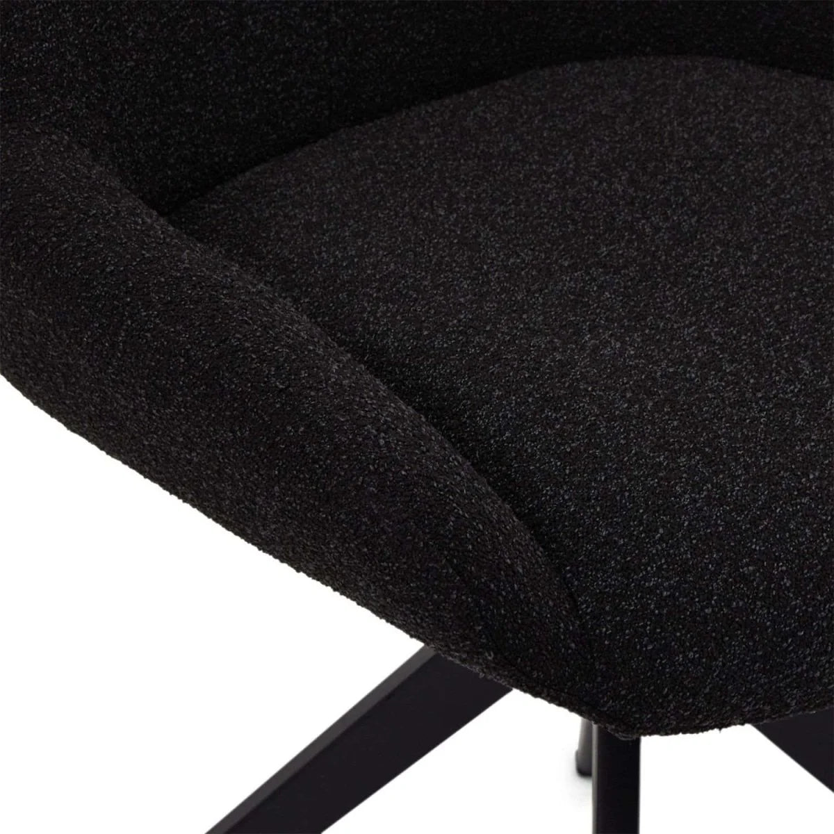 FURNHOUSE Helena Esszimmerstühle 2er Set - Drehbar, Bouclé-Stoff Schwarz