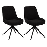 FURNHOUSE Helena Esszimmerstühle 2er Set - Drehbar, Bouclé-Stoff Schwarz
