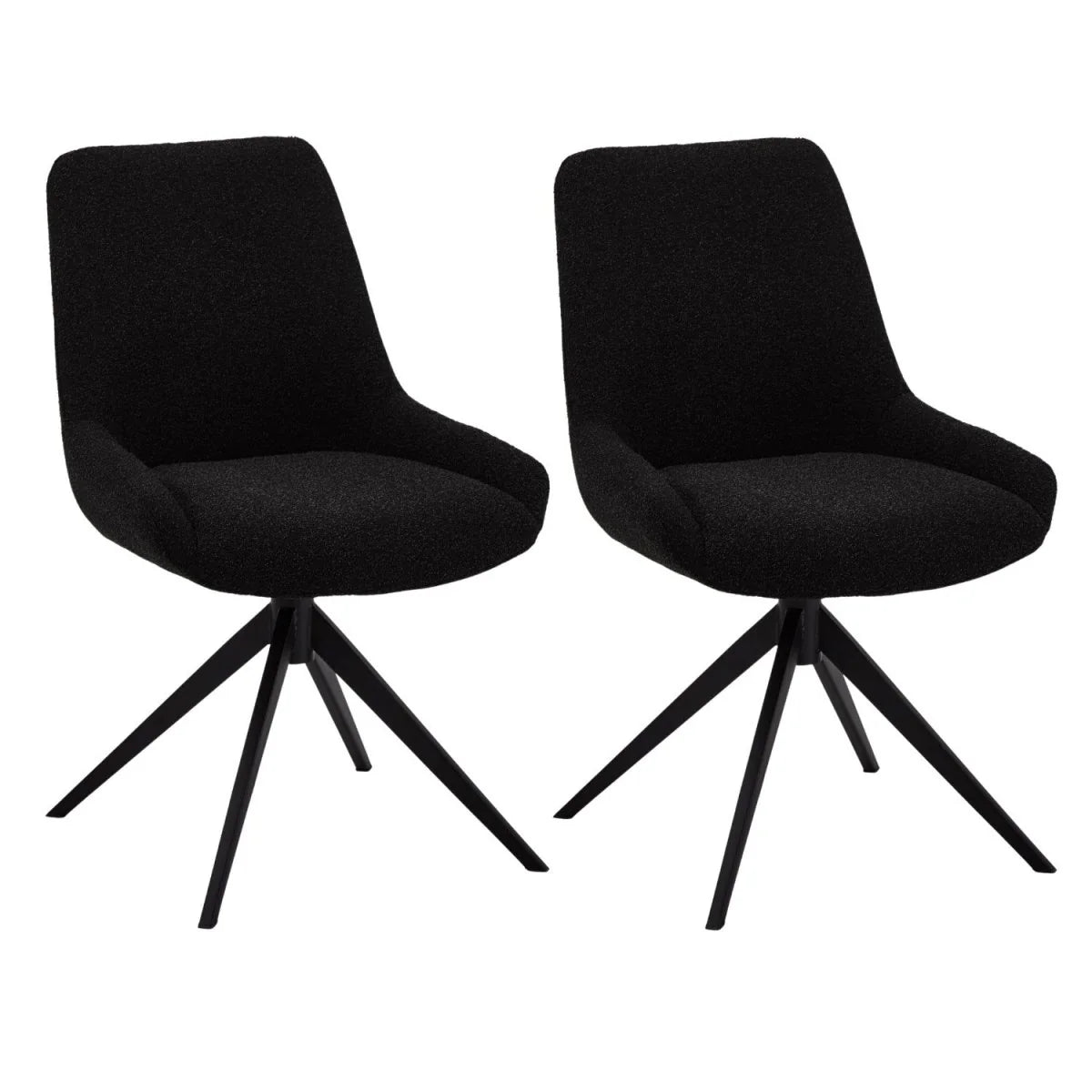 FURNHOUSE Helena Esszimmerstühle 2er Set - Drehbar, Bouclé-Stoff Schwarz