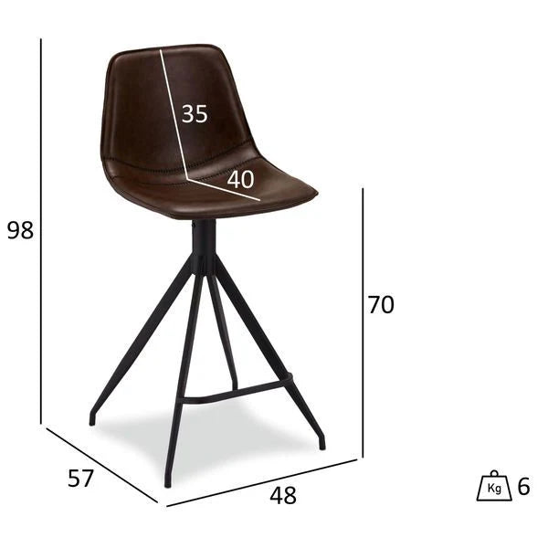 FURNHOUSE Isabel Barhocker 2er Set - Kunstleder Braun