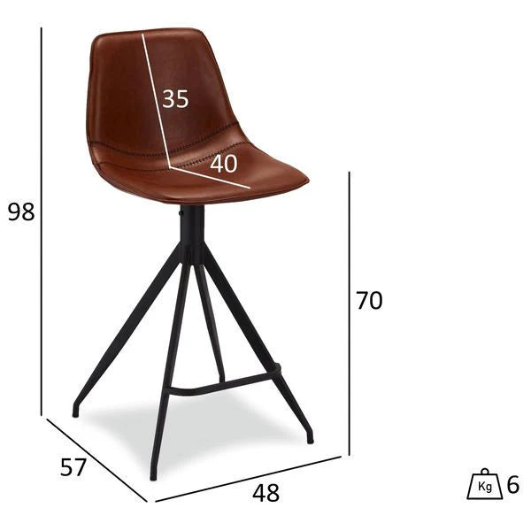 FURNHOUSE Isabel Barhocker 2er Set - Kunstleder Cognac Braun