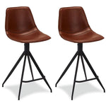 FURNHOUSE Isabel Barhocker 2er Set - Kunstleder Cognac Braun