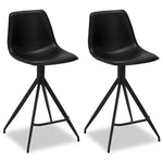 FURNHOUSE Isabel Barhocker 2er Set - Kunstleder Schwarz