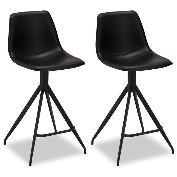 FURNHOUSE Isabel Barhocker 2er Set - Kunstleder Schwarz