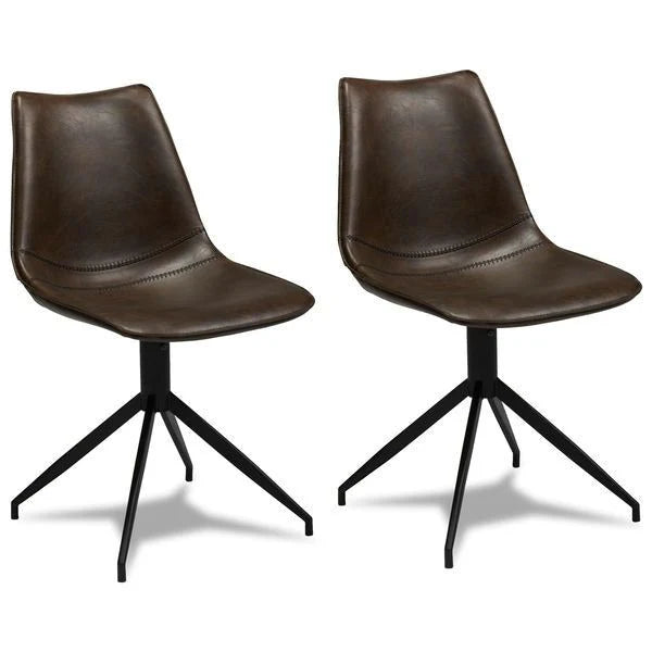 FURNHOUSE Isabel Esszimmerstühle 2er Set - Drehbar, Kunstleder Braun