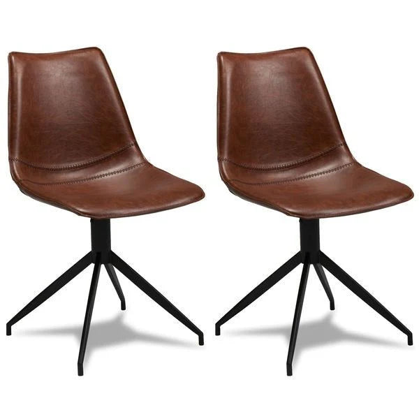 FURNHOUSE Isabel Esszimmerstühle 2er Set - Drehbar, Kunstleder Cognac Braun