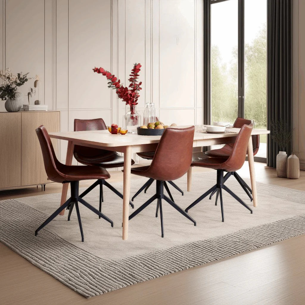 FURNHOUSE Isabel Esszimmerstühle 2er Set - Drehbar, Kunstleder Cognac Braun
