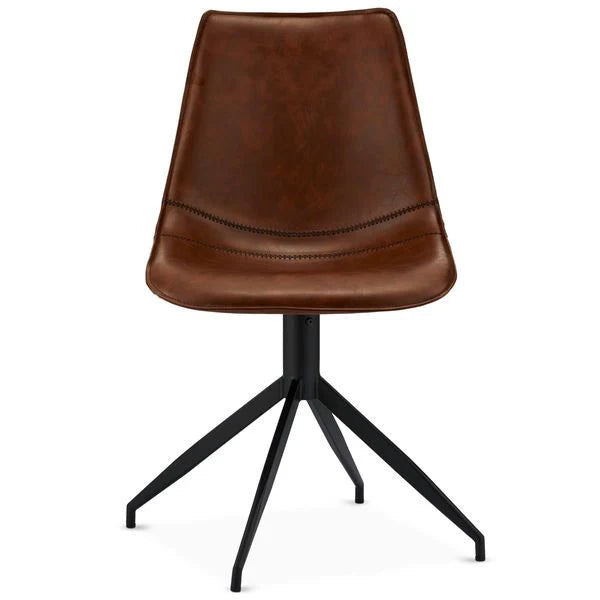 FURNHOUSE Isabel Esszimmerstühle 2er Set - Drehbar, Kunstleder Cognac Braun