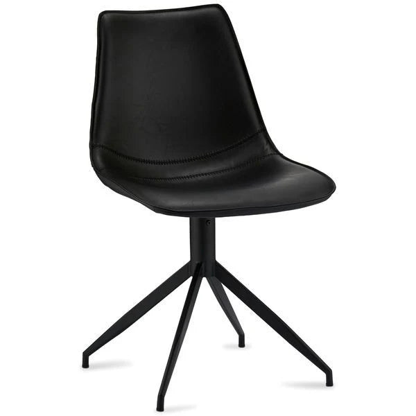 FURNHOUSE Isabel Esszimmerstühle 2er Set - Drehbar, Kunstleder Schwarz