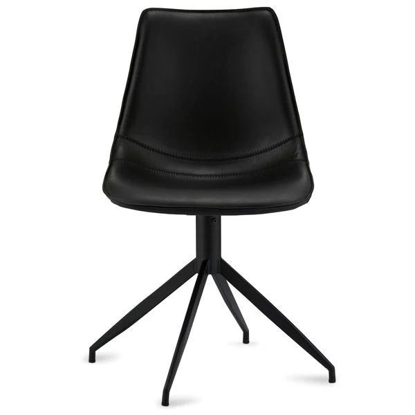 FURNHOUSE Isabel Esszimmerstühle 2er Set - Drehbar, Kunstleder Schwarz