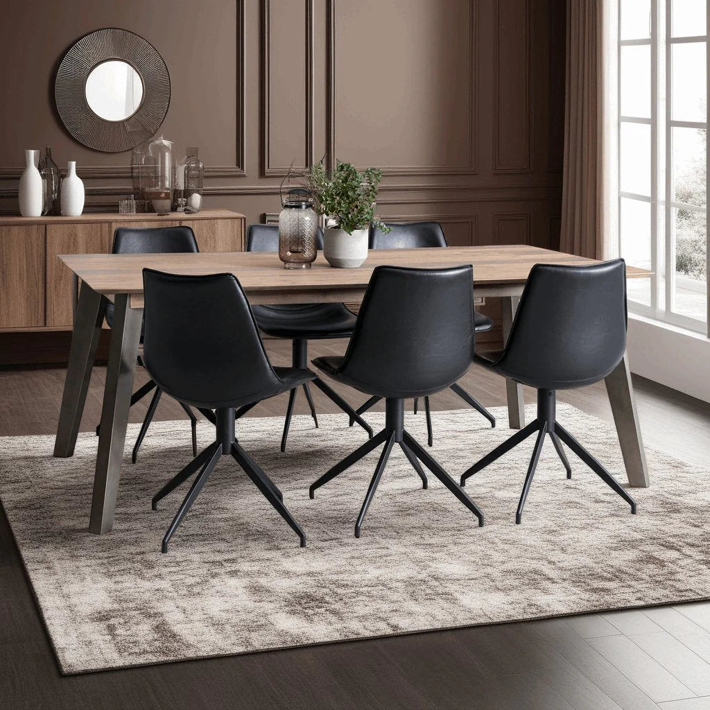 FURNHOUSE Isabel Esszimmerstühle 2er Set - Drehbar, Kunstleder Schwarz