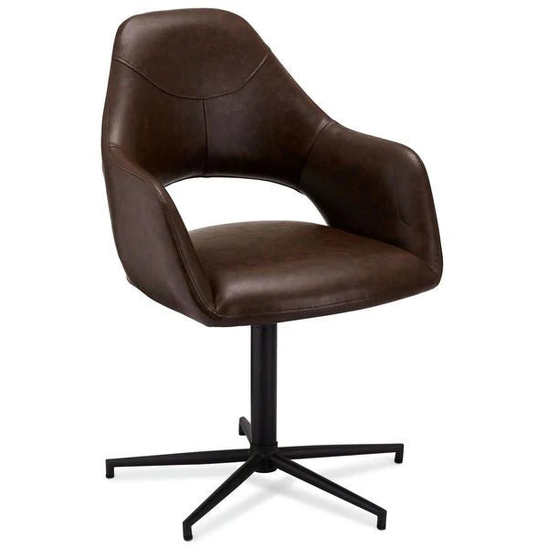 FURNHOUSE Luna Esszimmerstühle mit Armlehne 2er Set - Drehbar, Kunstleder Braun